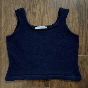 St John Blue Knit Crop Top